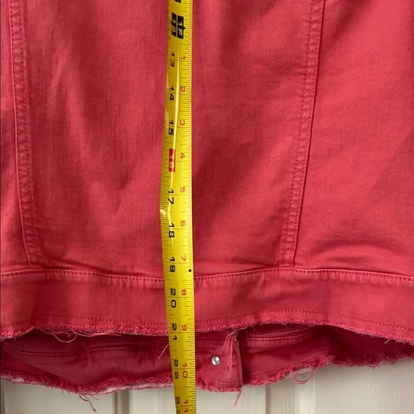 LOFT Pink Jean Jacket Cropped Length Washed Look - Picture 4 of 5